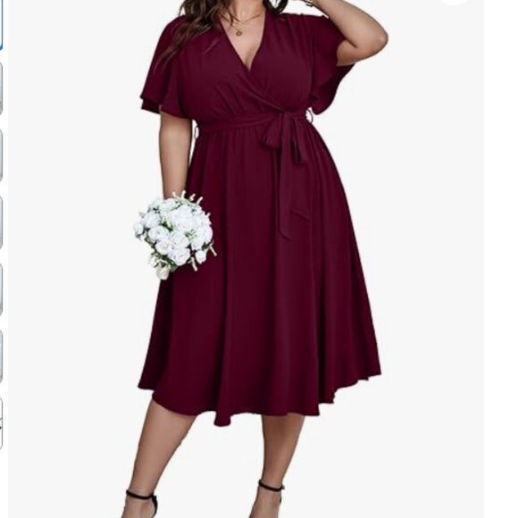 SCOMCHIC Women's Plus Size Midi Wrap Flowy Dress - Size 1X - Picture 1 of 4